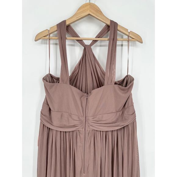 Birdy Grey Kiko Maxi Dress Halter Ruched Long Formal Bridesmaid Gown Curve Mauve - Picture 11 of 14